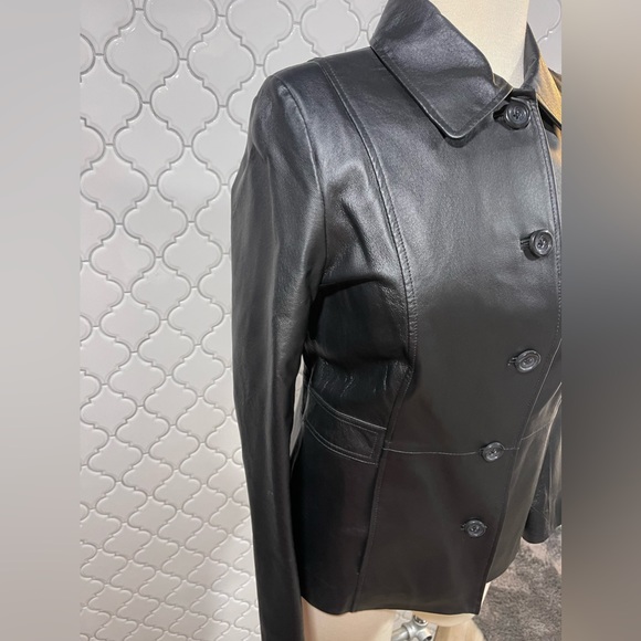 Croft & Barrow Black Leather Jacket, EUC, size M - Picture 5 of 14